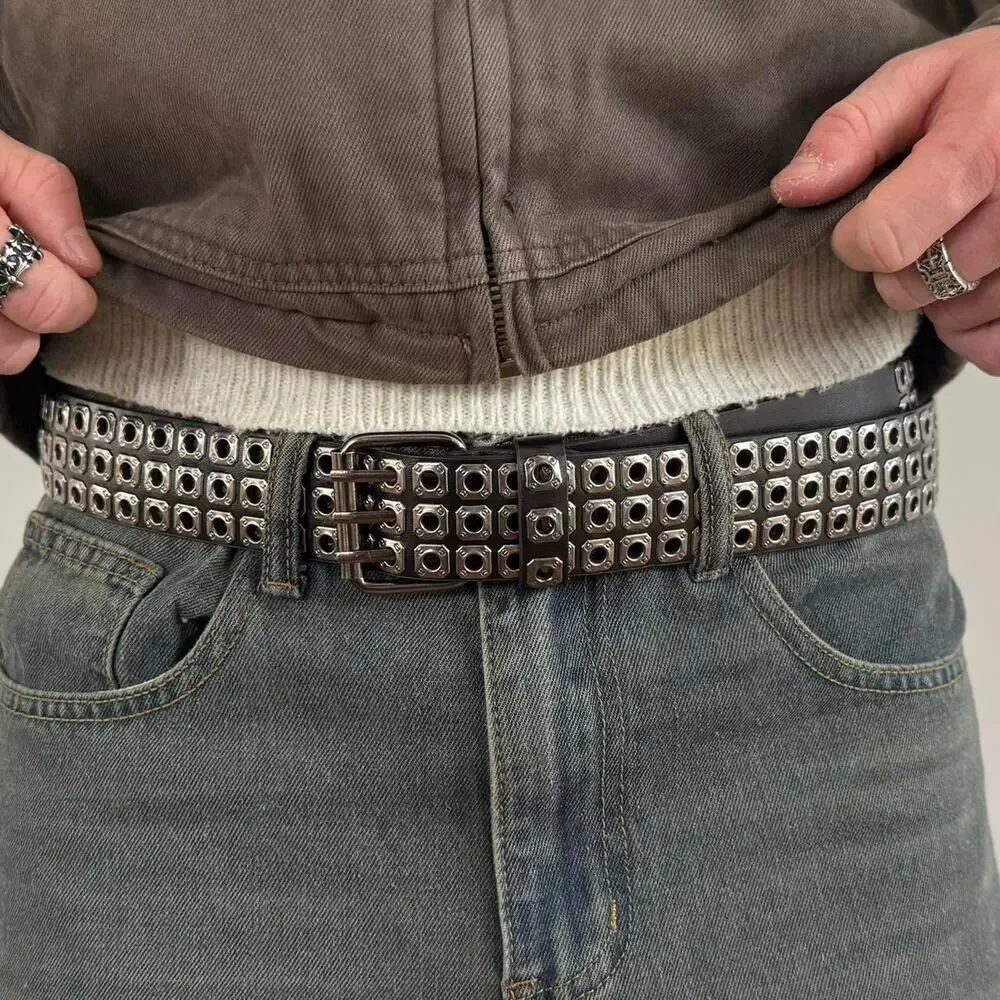 Vintage black silver rivet american
